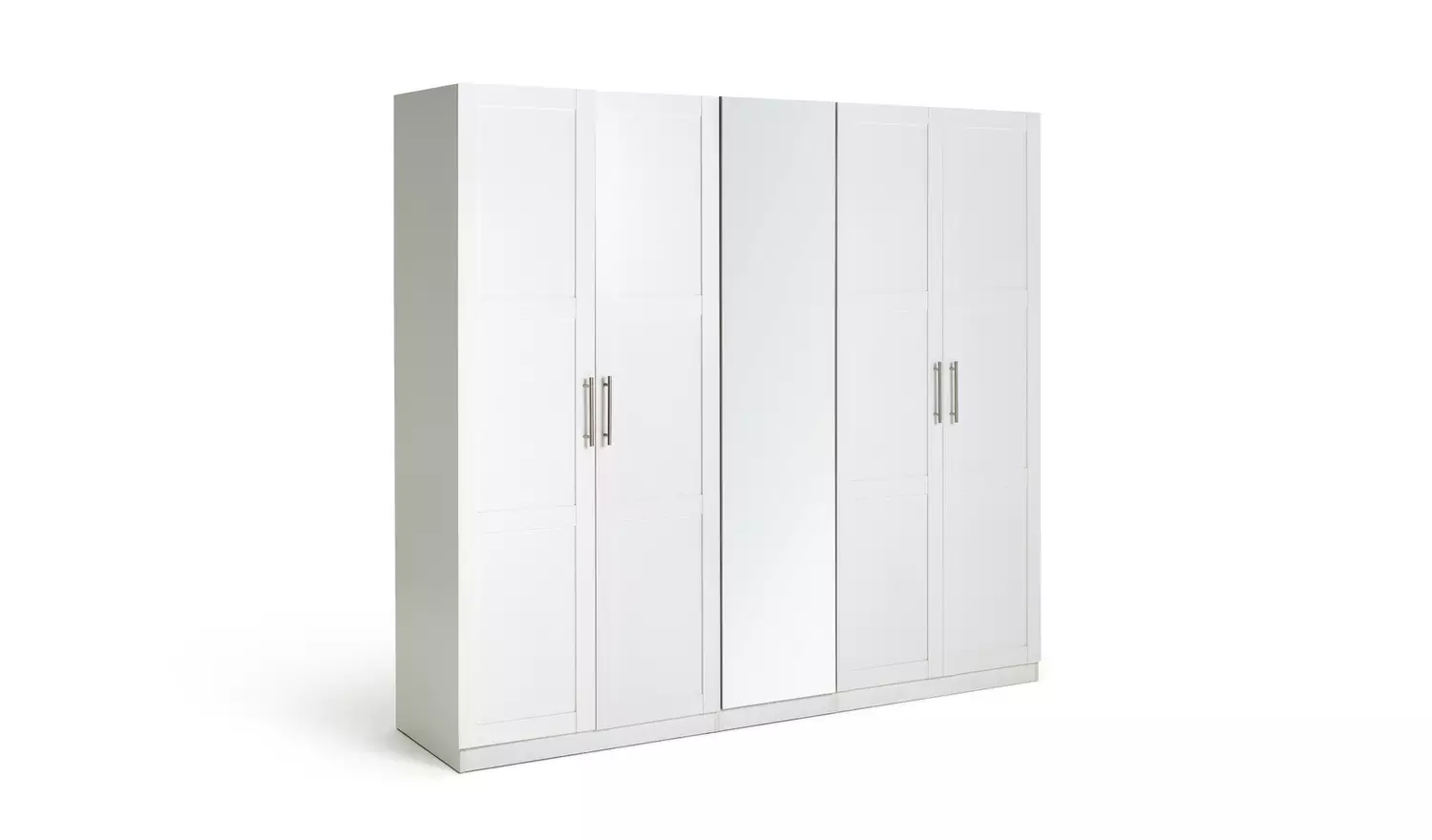 Habitat Munich Panelled 5 Door Mirror Wardrobe - White