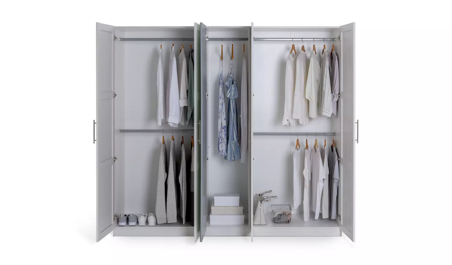 Habitat Munich Panelled 5 Door Mirror Wardrobe - White