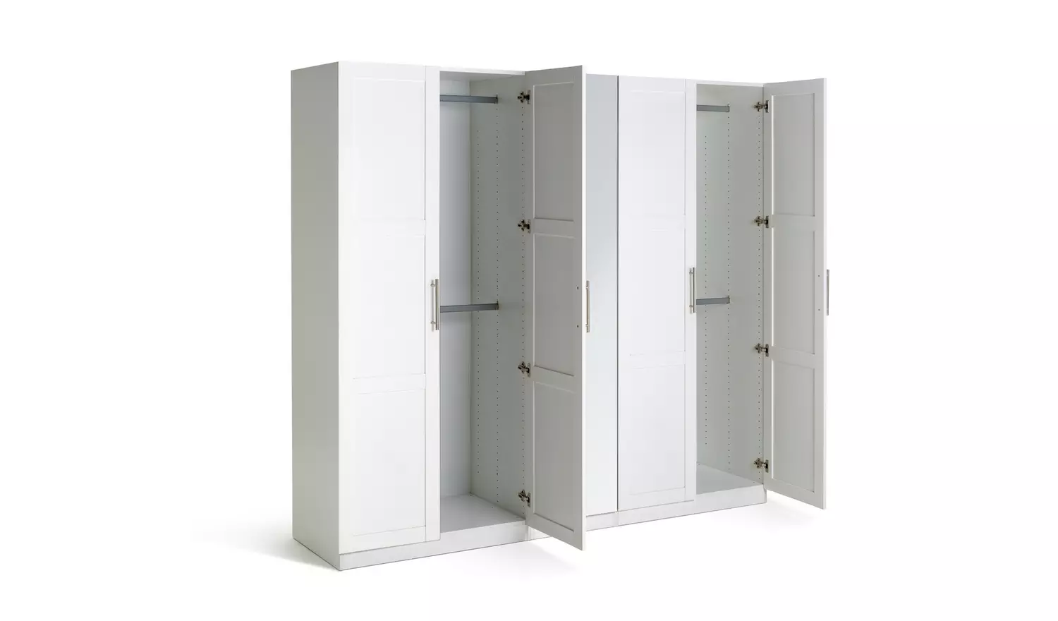 Habitat Munich Panelled 5 Door Mirror Wardrobe - White