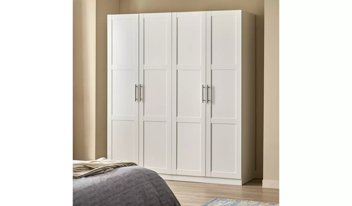 Habitat Munich Panelled 4 Door Wardrobe - White