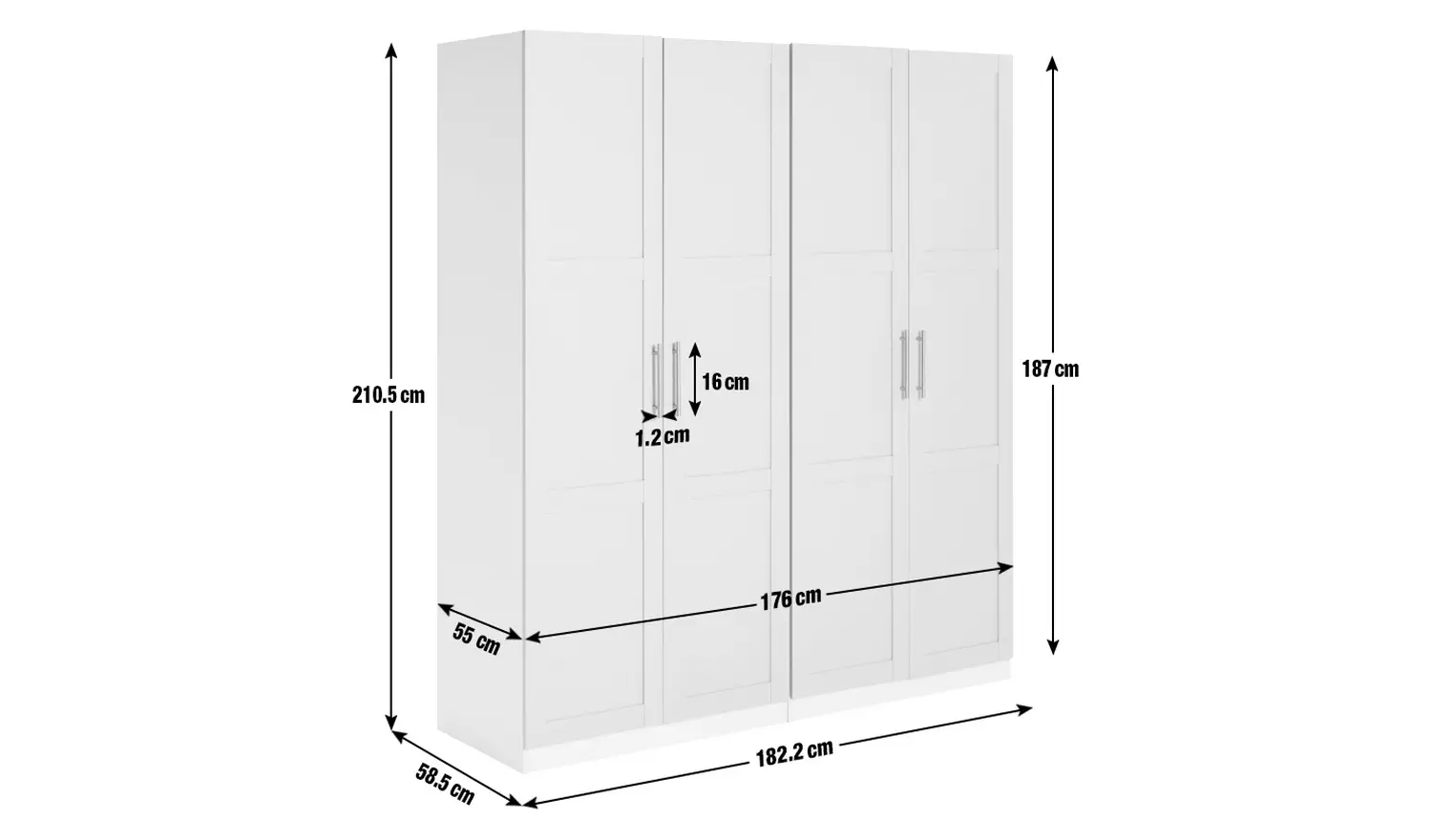 Habitat Munich Panelled 4 Door Wardrobe - Grey