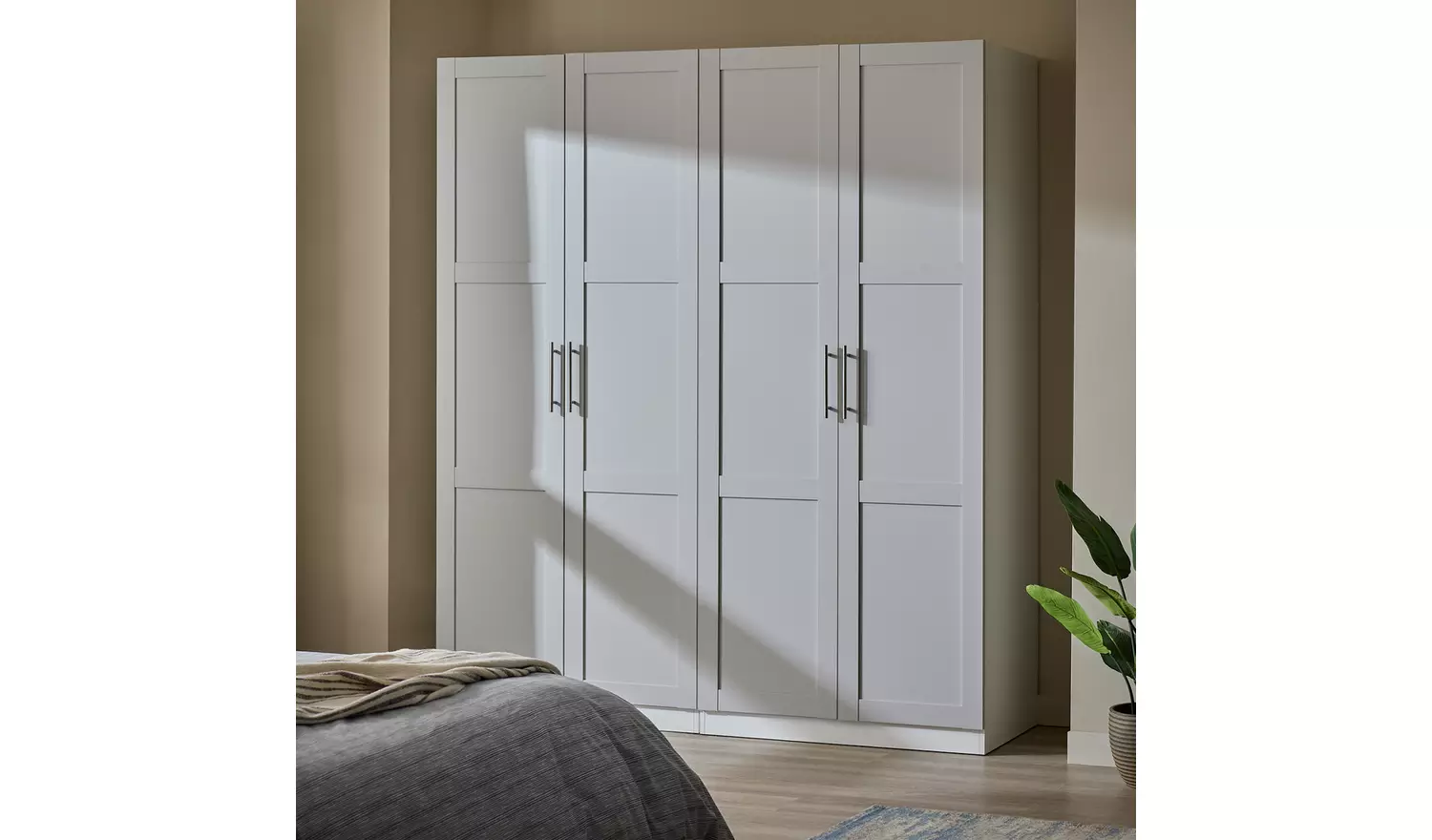 Habitat Munich Panelled 4 Door Wardrobe - Grey