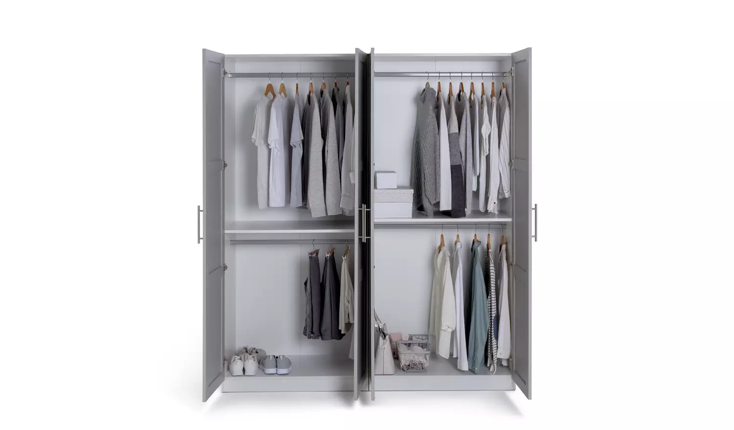 Habitat Munich Panelled 4 Door Wardrobe - Grey