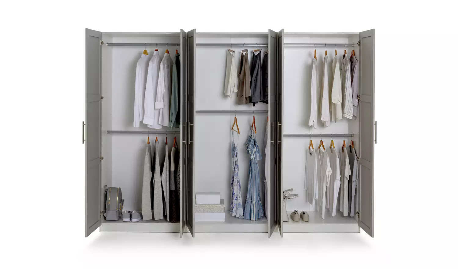 Habitat Munich Panelled 6 Door Wardrobe - Grey