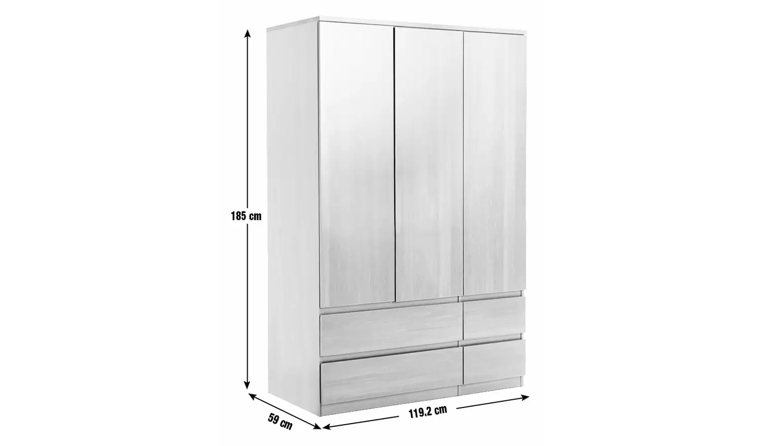 Argos Home Jenson 3 Door 4 Drawer Wardrobe - Black Brown