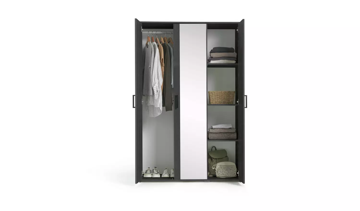 Argos Home Oslo 3 Door Mirror Wardrobe - Black Oak Effect
