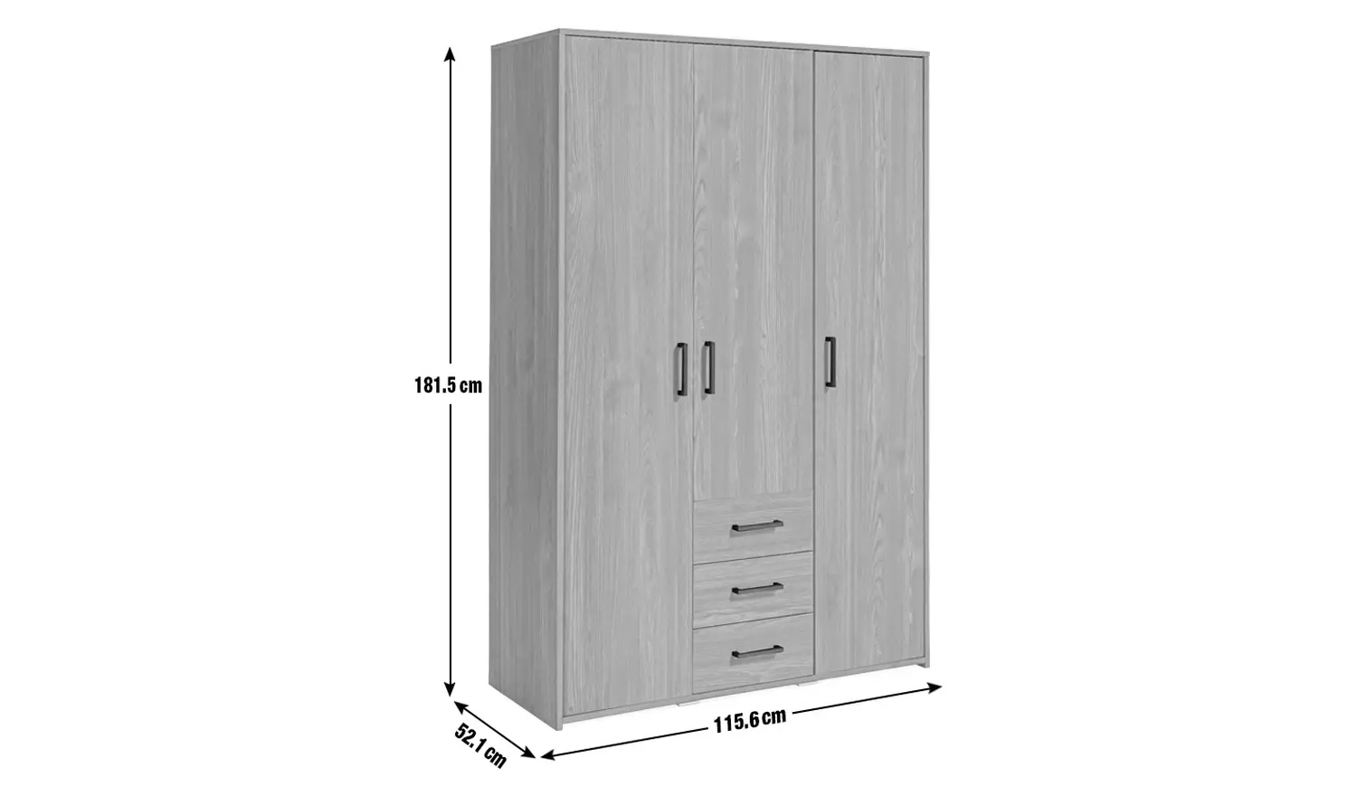 Argos Home Oslo 3 Door 3 Drawer Wardrobe - White
