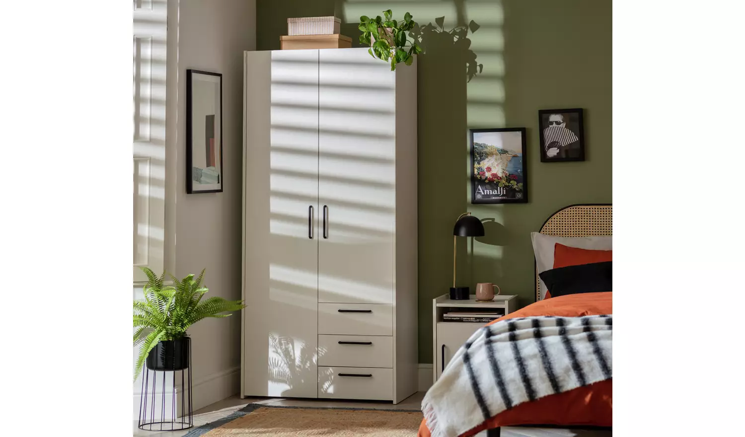 Habitat Oldham 2 Door 3 Drawer Wardrobe - White