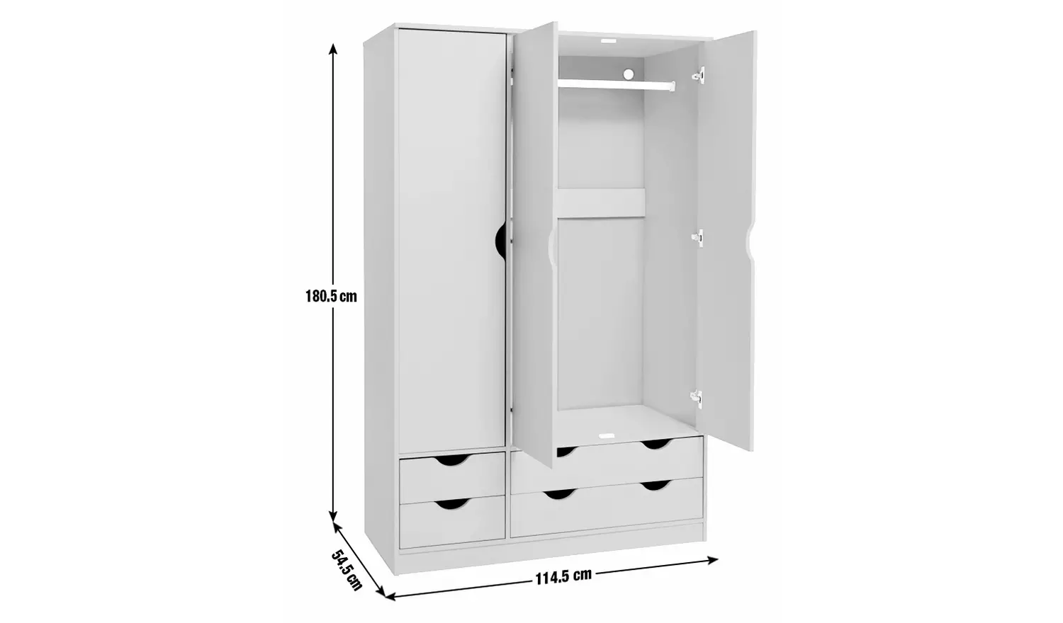 Habitat Pagnell 3 Door 4 Drawer Wardrobe - Grey