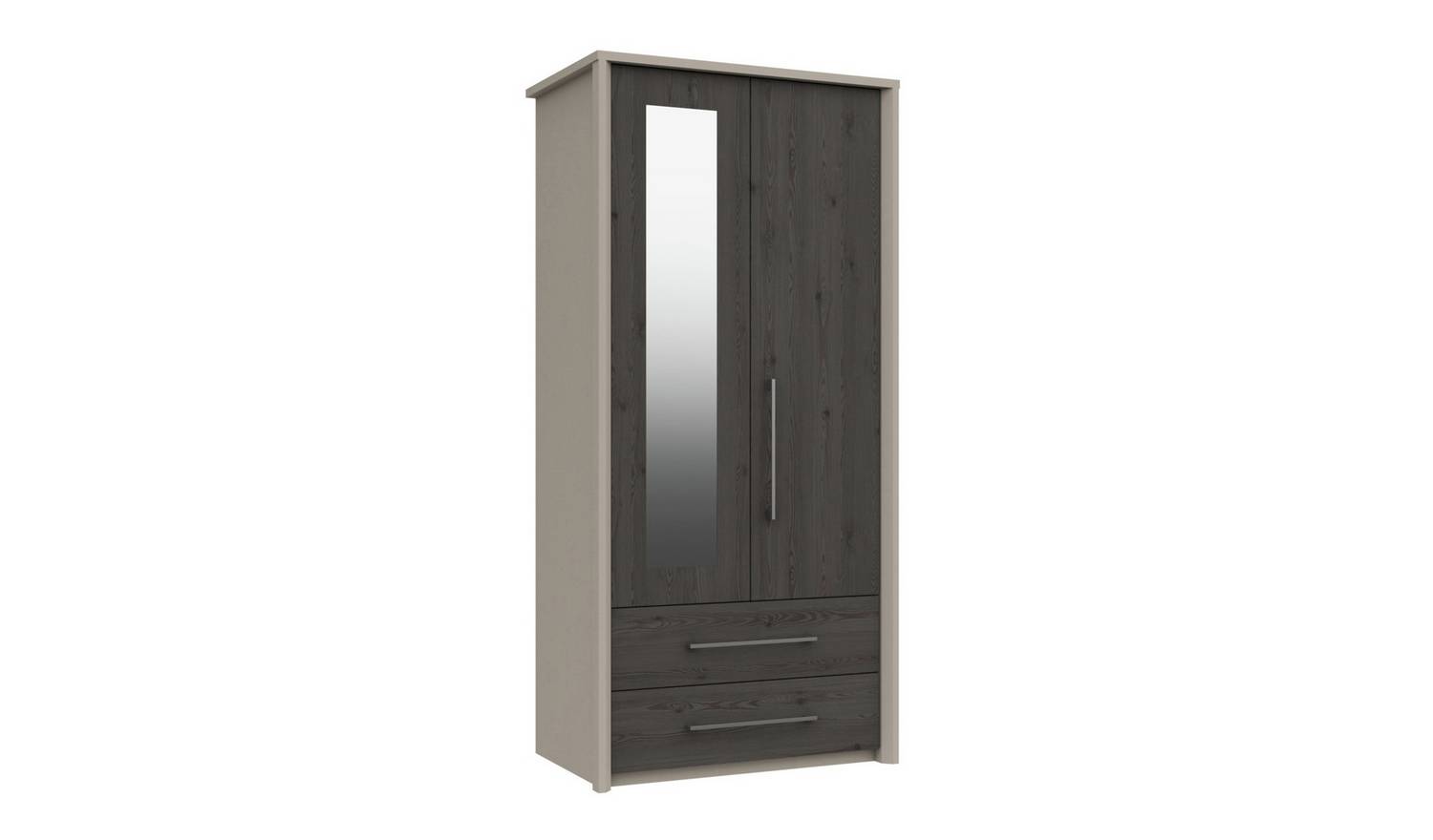 Lancaster 2 Door 2 Drawer Mirror Wardrobe - Dark Grey