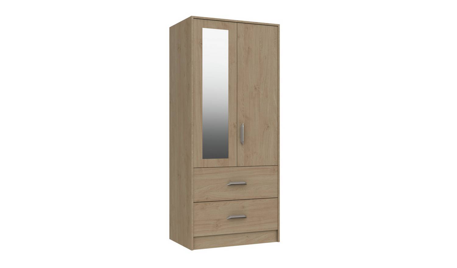 Ashdown 2 Door 2 Drawer Mirror Wardrobe - Oak Effect