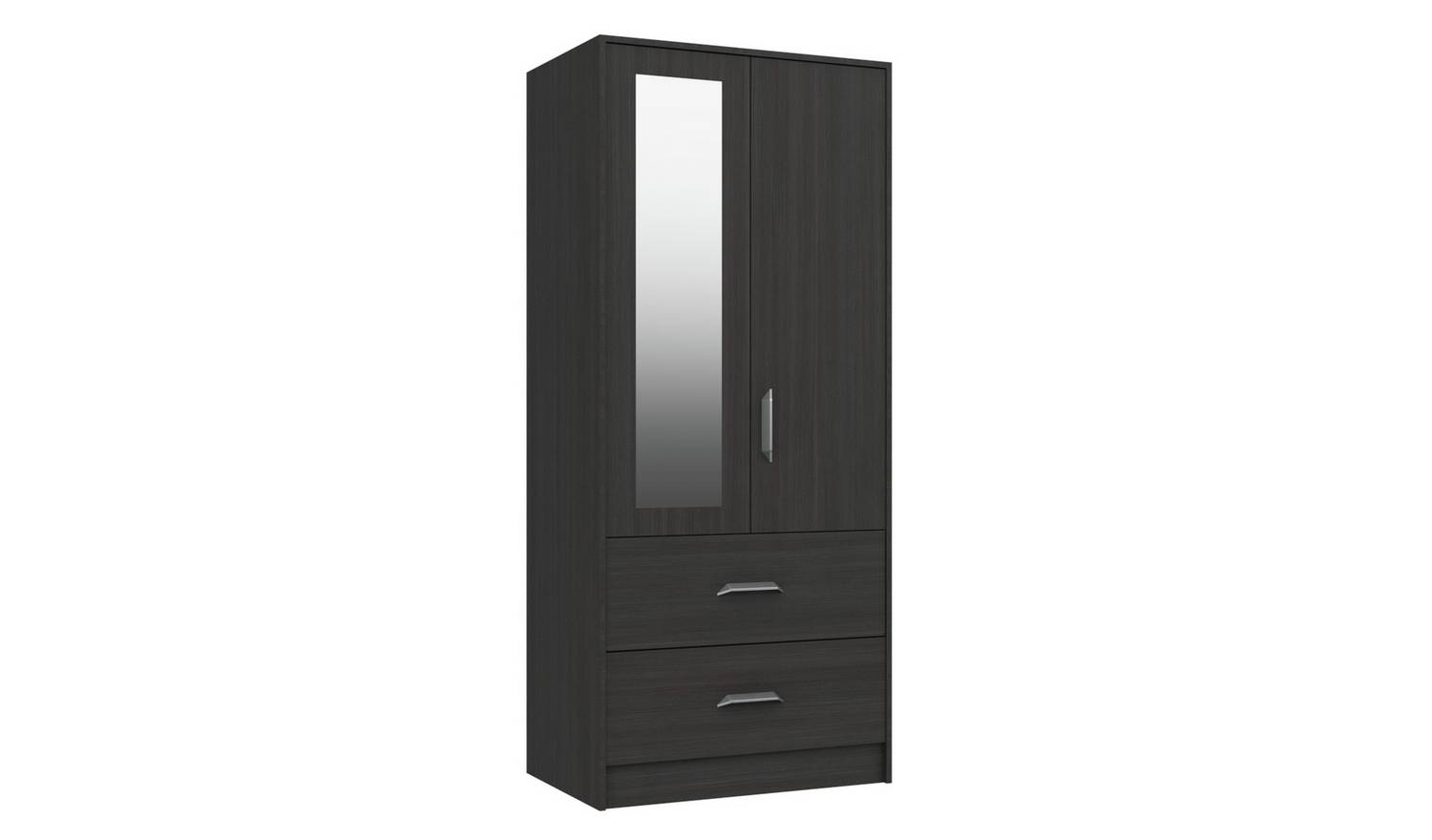 Ashdown 2 Door 2 Drawer Mirror Wardrobe - Dark Grey