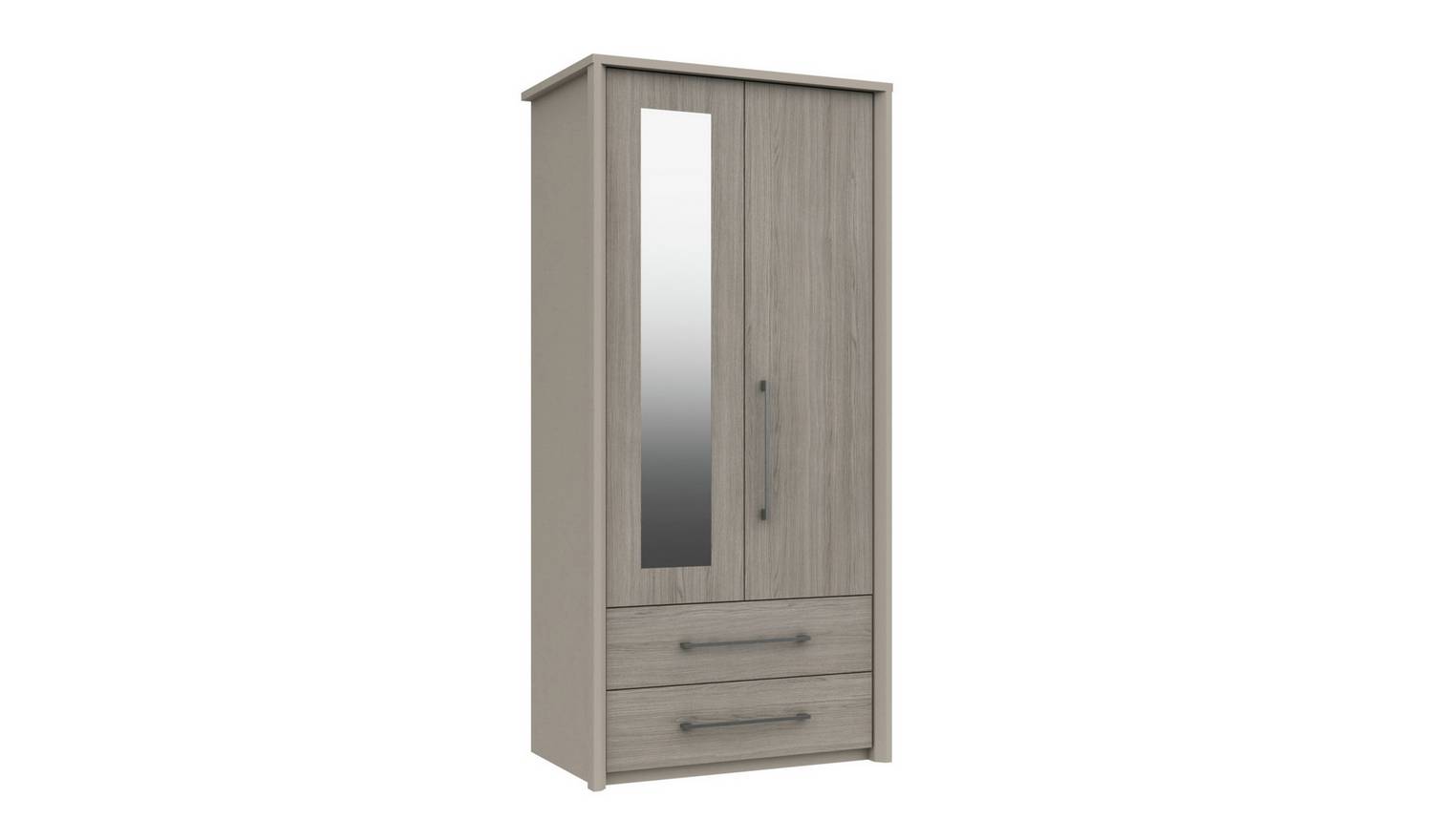 Lancaster 2 Door 2 Drawer Mirror Wardrobe - Grey