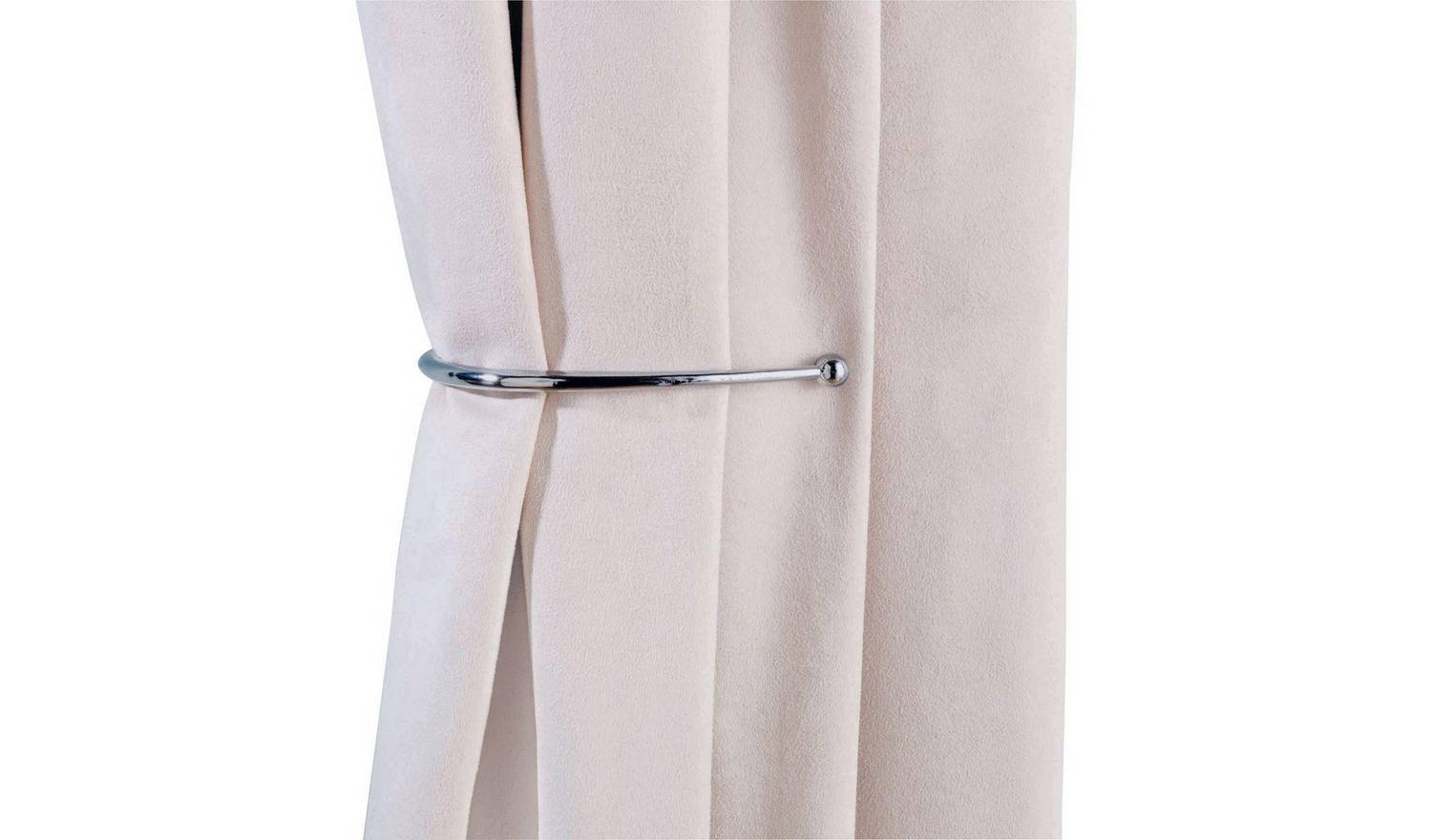 Argos Home Pair of J-Shaped Curtain Holdbacks - Chrome