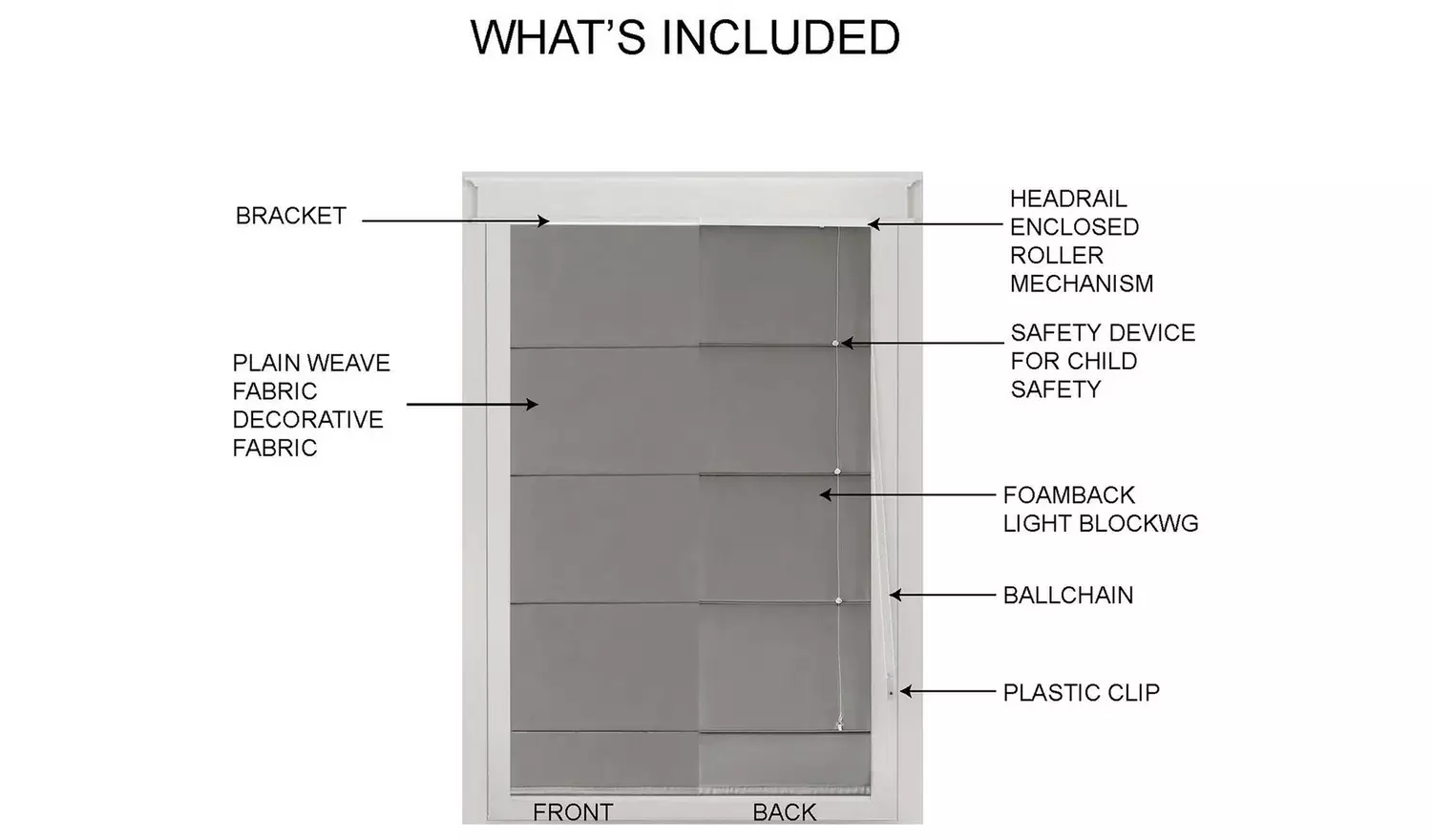 Little Black Book Blackout Dove Grey Roman Blind - 70cm