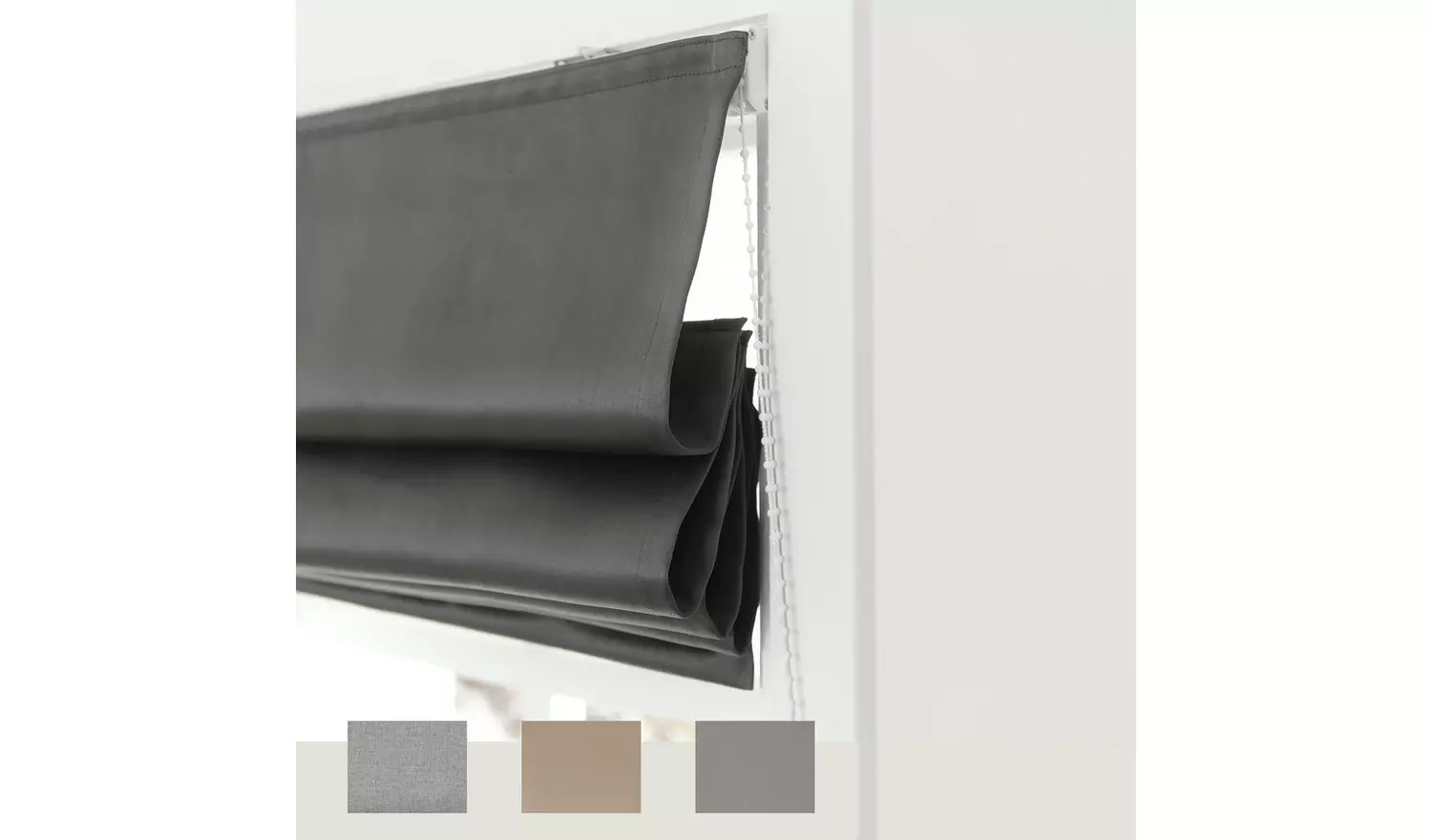 Little Black Book Blackout Charcoal Roman Blind - 120cm
