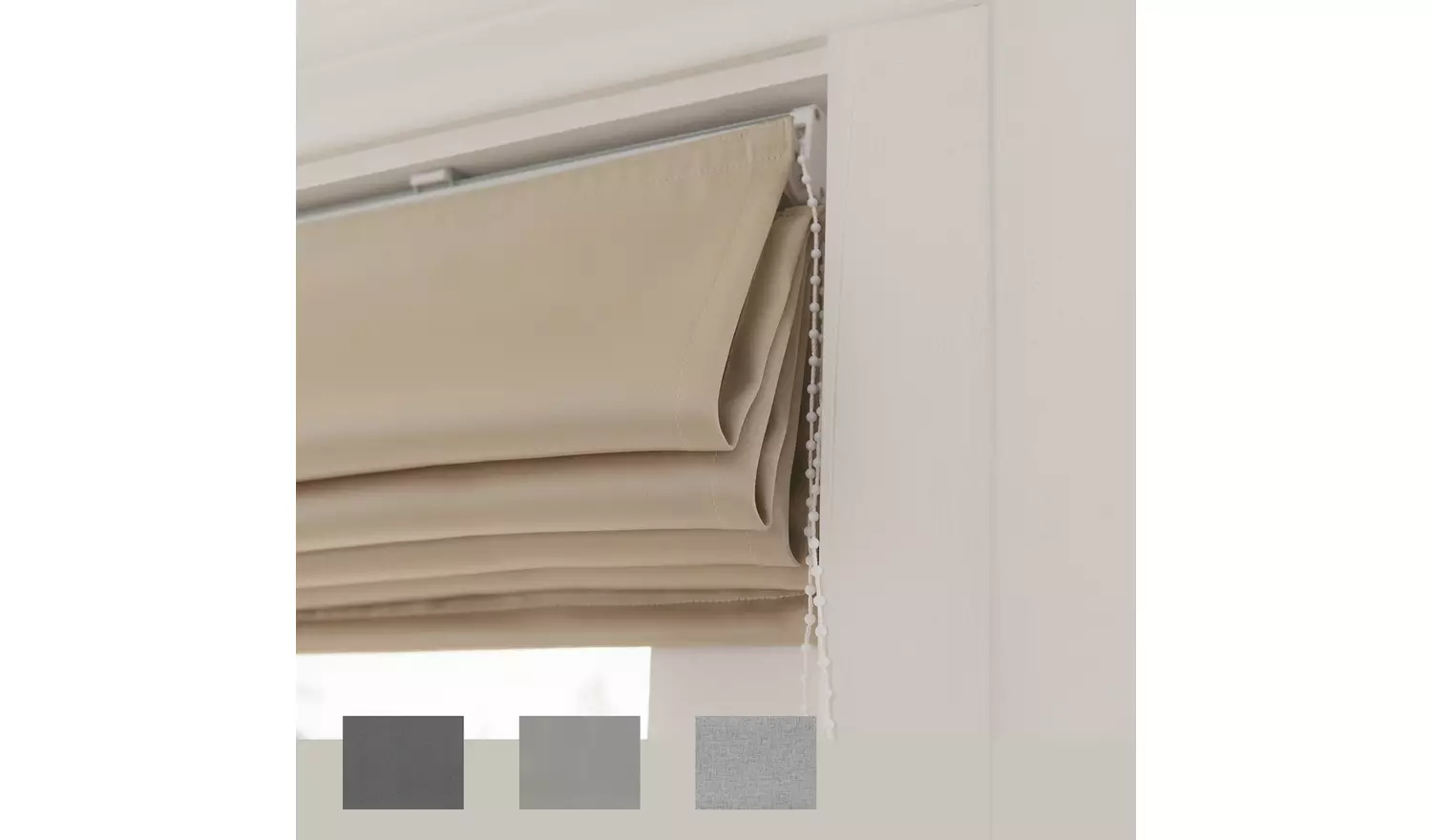 Little Black Book Blackout Natural Roman Blind - 80cm