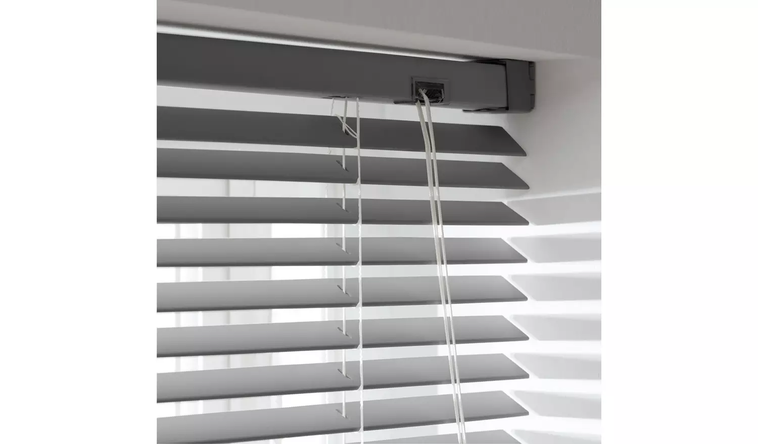 Habitat Faux Wood Grey 25mm Slat Venetian Blind -180cm