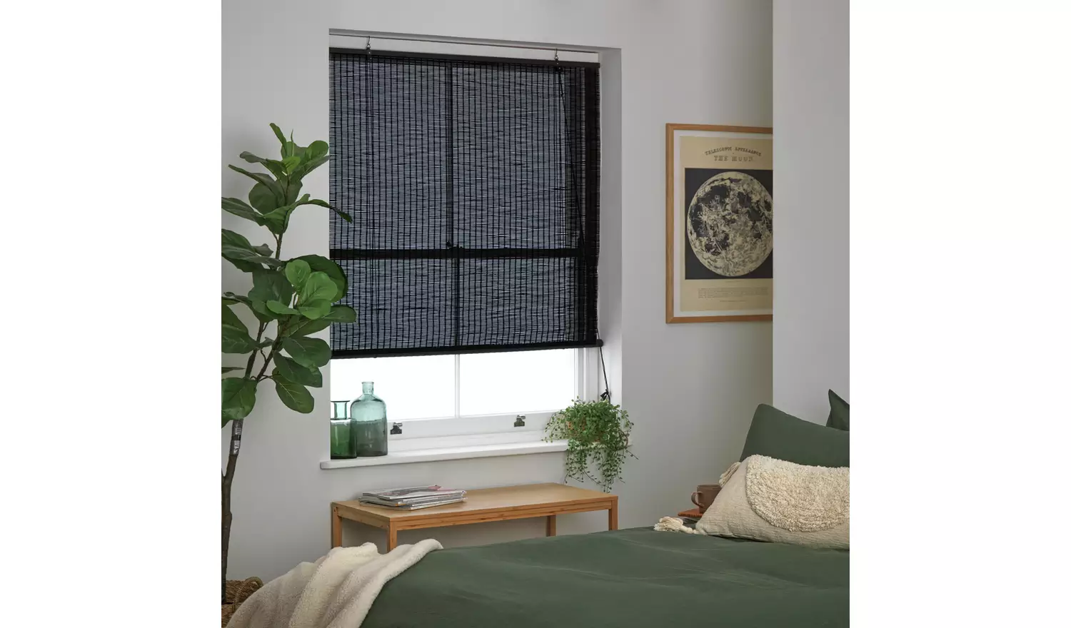 Habitat Bamboo Black Roller Blind - 180cm