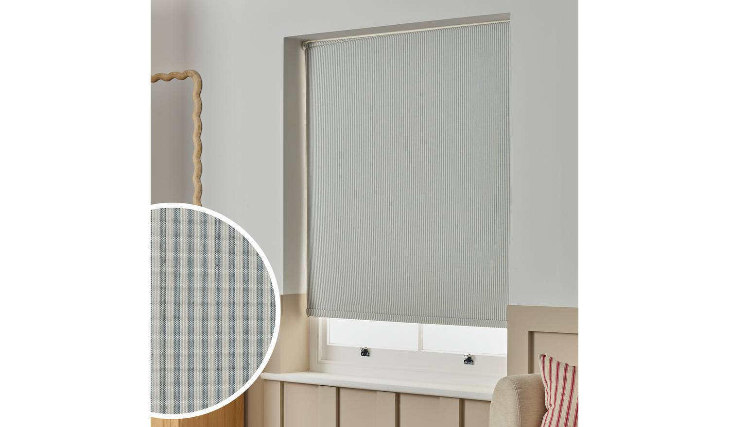 Habitat Stripe Blackout Blue Roller Blind - 180cm