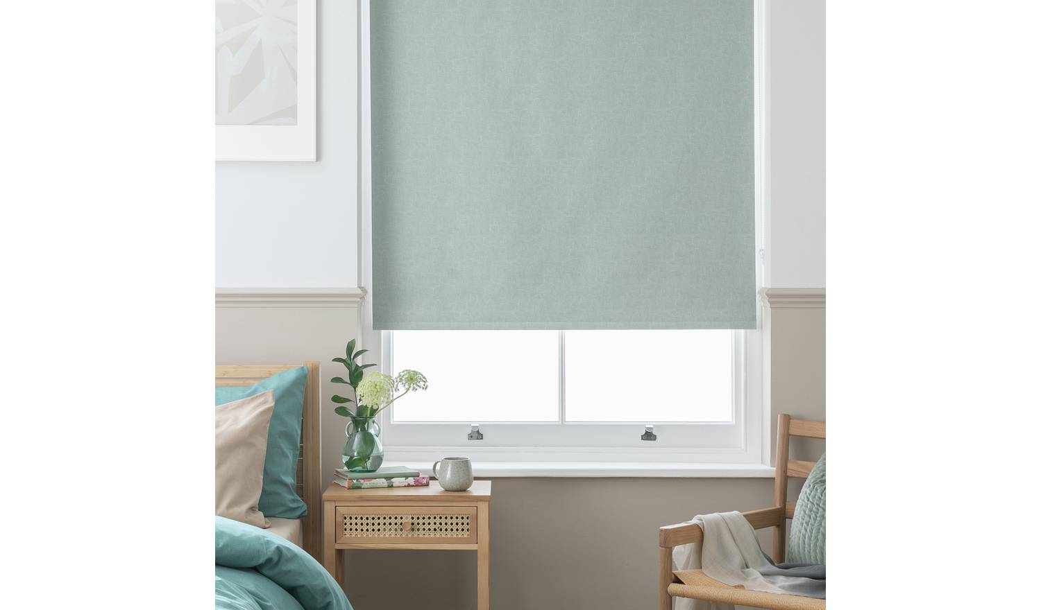 Habitat Textured Blackout Sage Green Roller Blind - 120cm