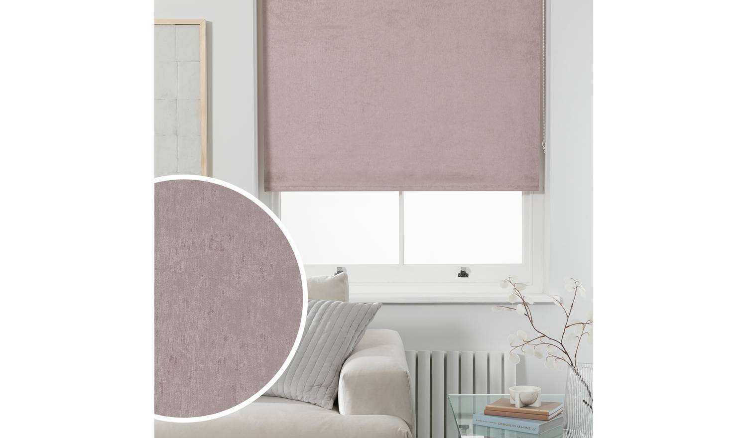 Argos Home Crushed Blackout Blush Pink Roller Blind - 90cm