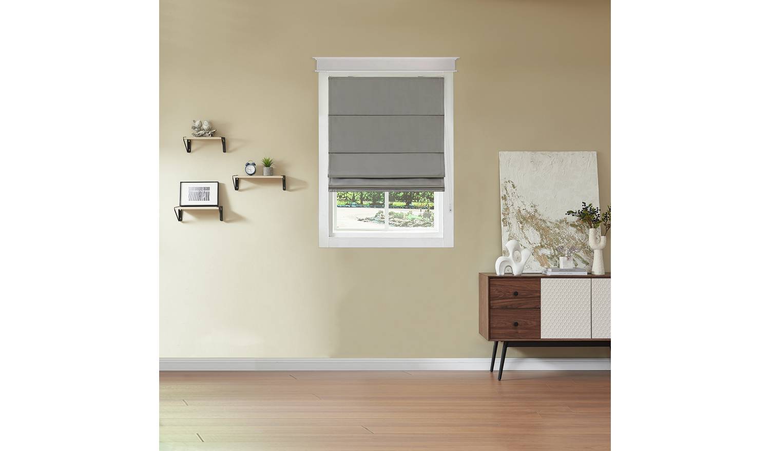 Little Black Book Blackout Dove Grey Roman Blind - 140cm