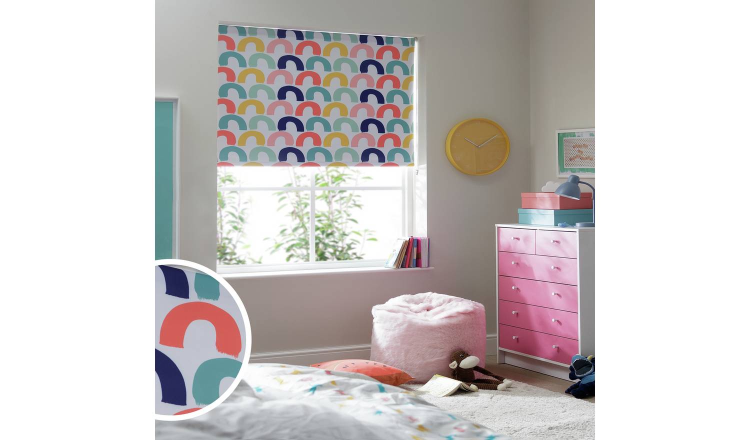 Habitat Kids Rainbow Blackout White Roller Blind - 120cm