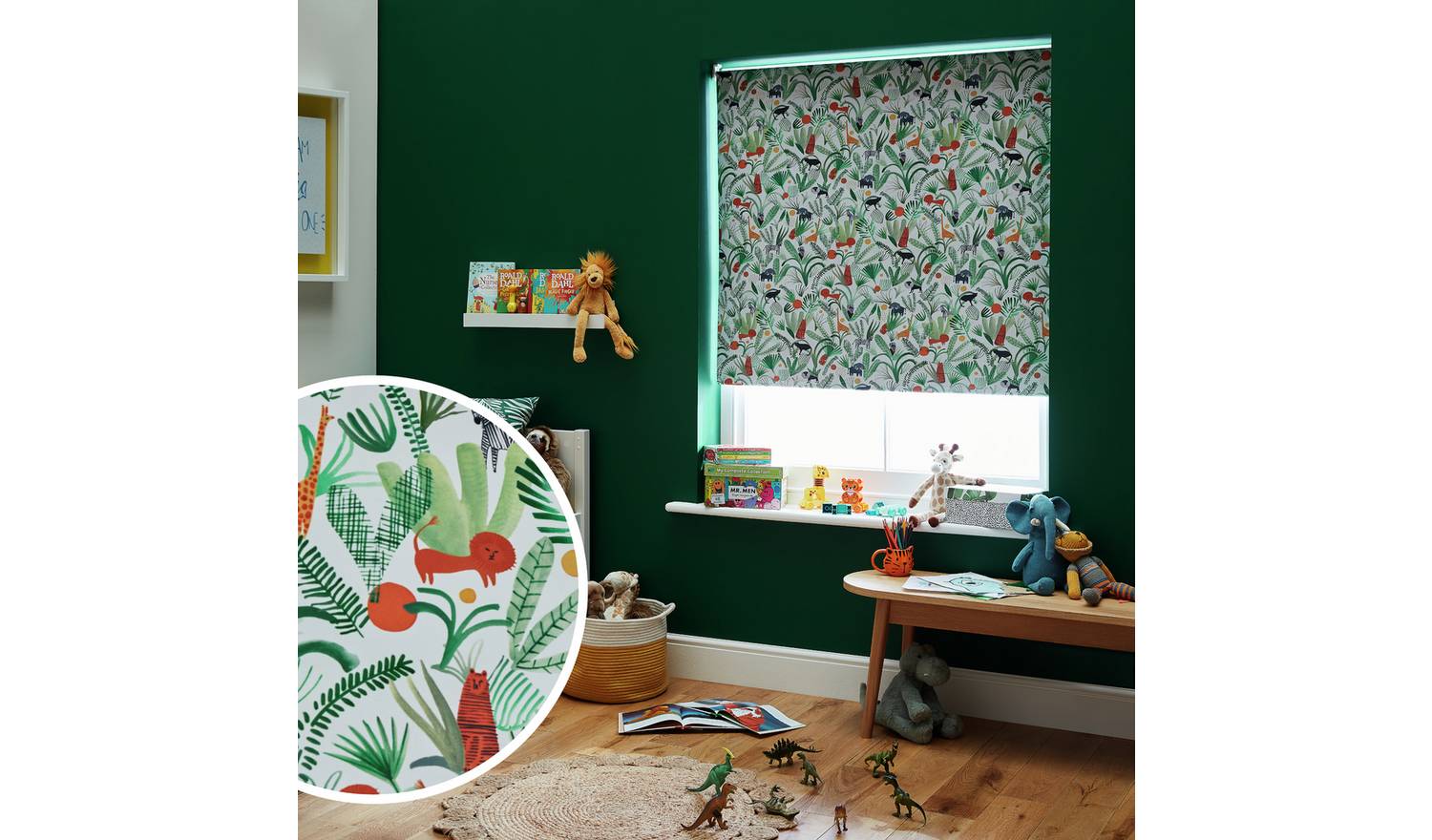 Habitat Kids Blackout Green Roller Blind - 180cm