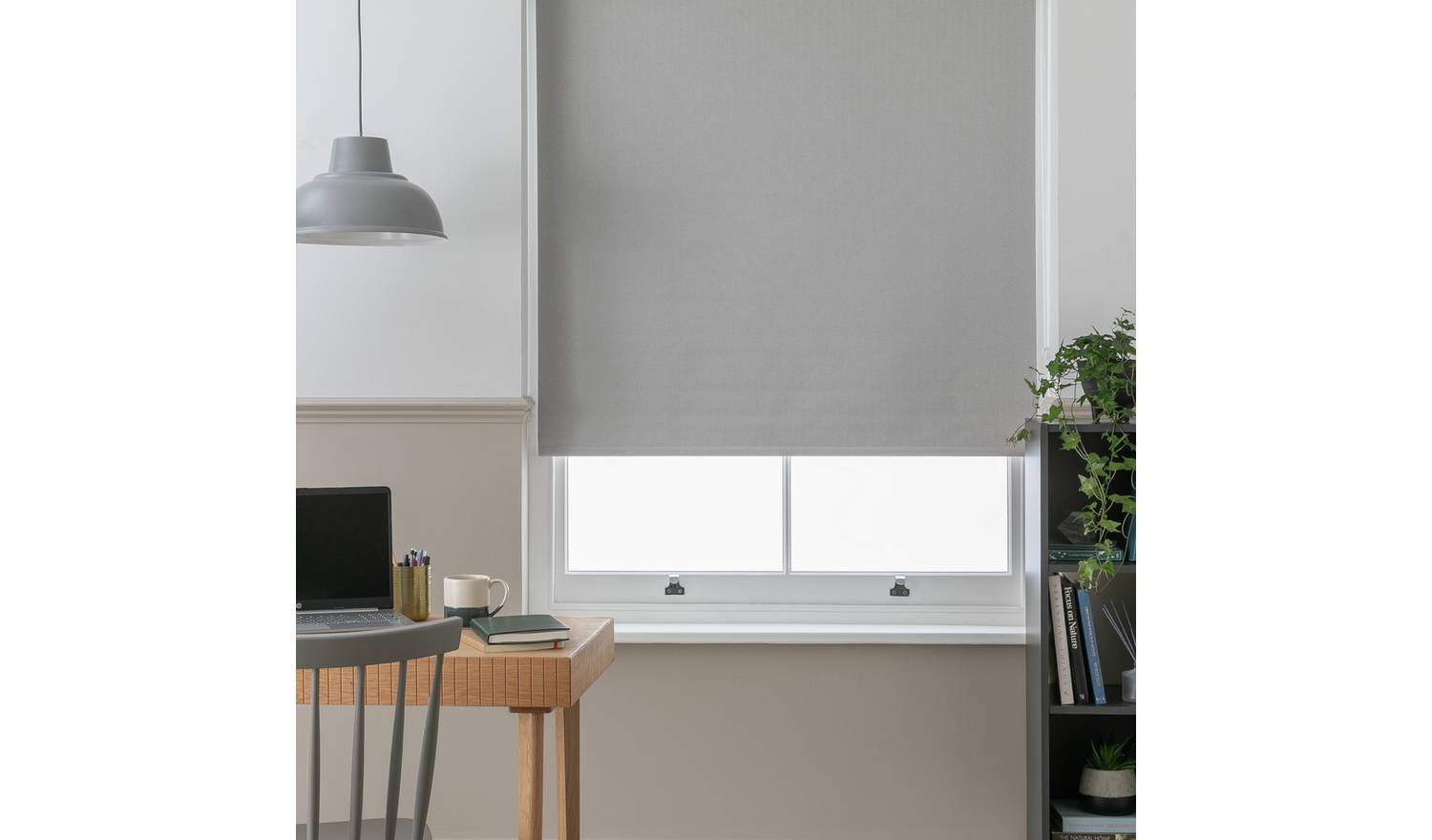 Habitat Herringbone Blackout Grey Roller Blind - 180cm