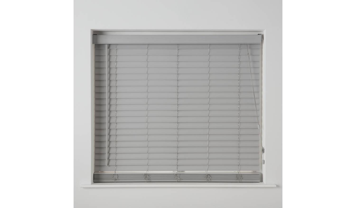 Habitat Faux Wood Grey 50mm Slat Venetian Blind - 90cm