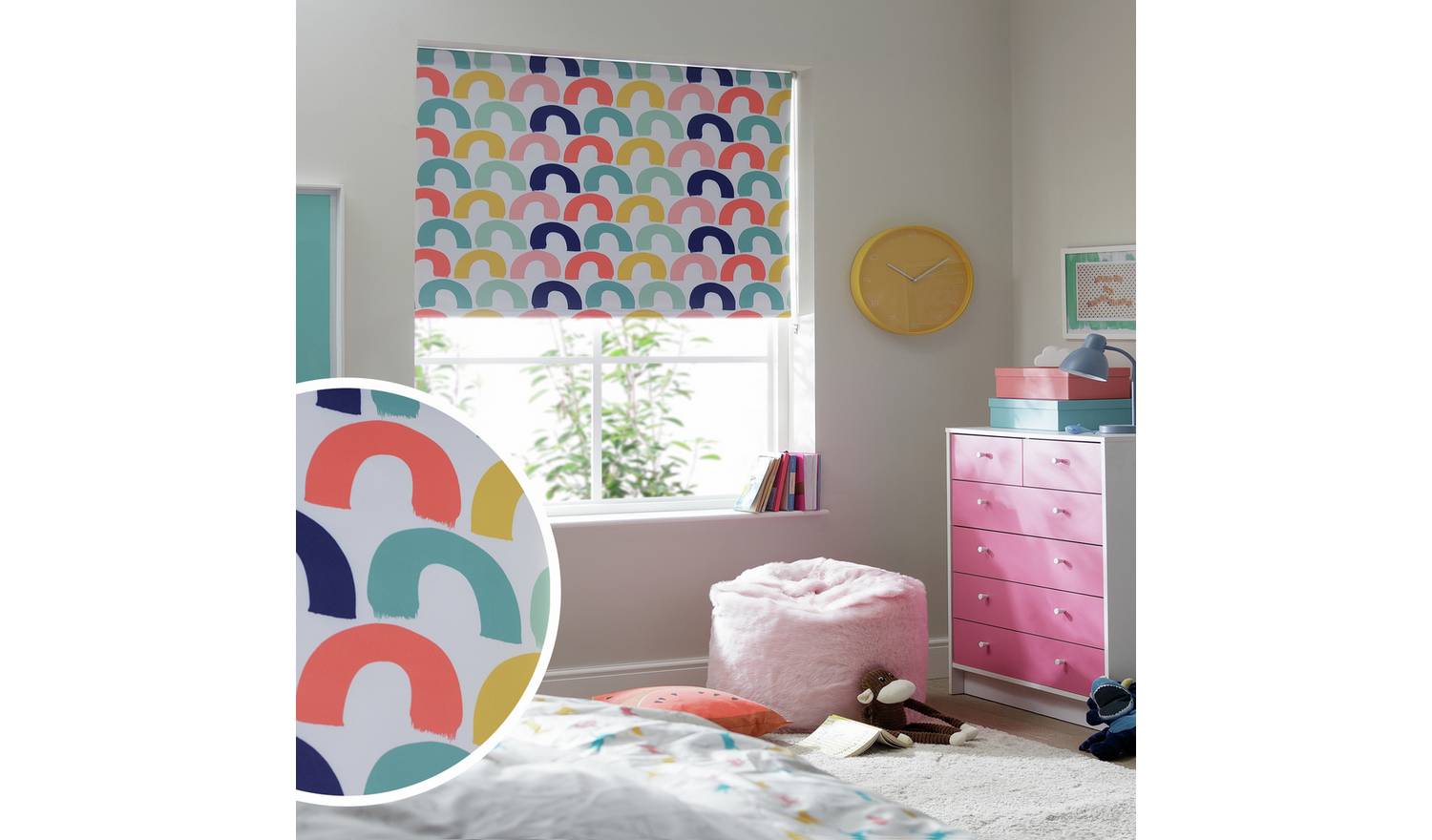 Habitat Kids Rainbow Blackout White Roller Blind - 90cm