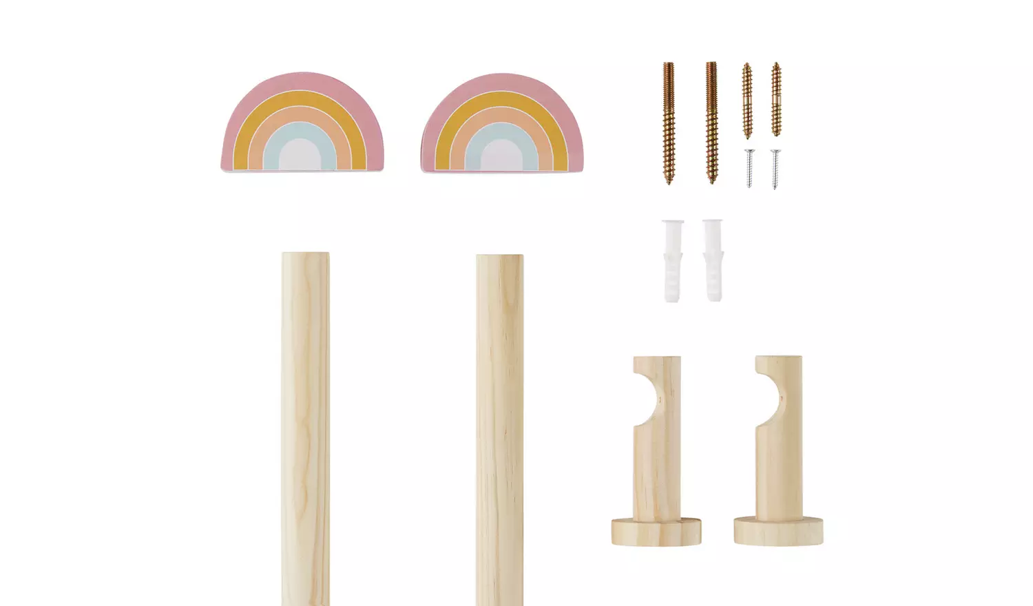 Argos Home Wooden Fixed Curtain Pole - 120cm