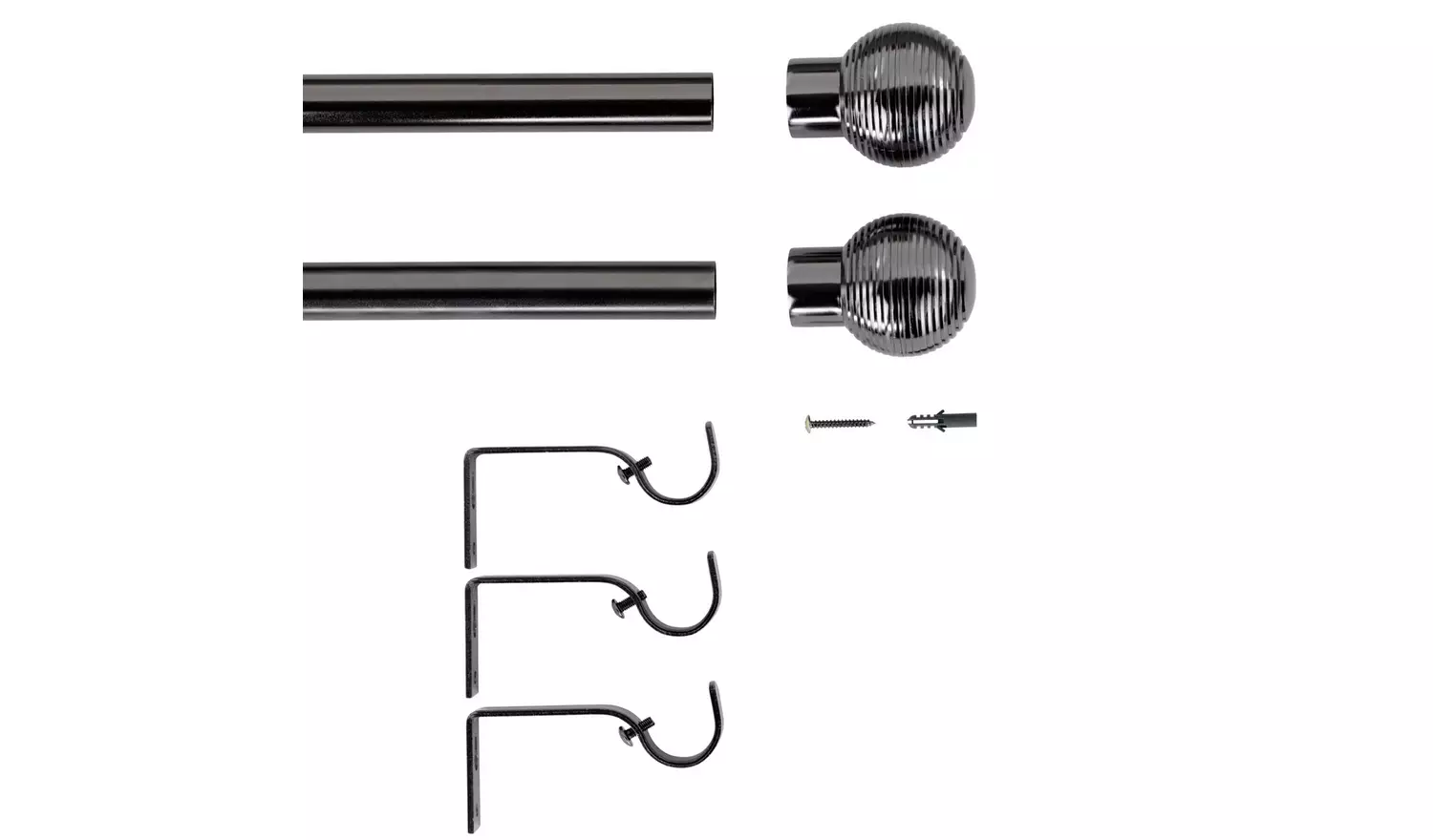 Argos Home Black Extendable Curtain Pole - 110cm - 300cm
