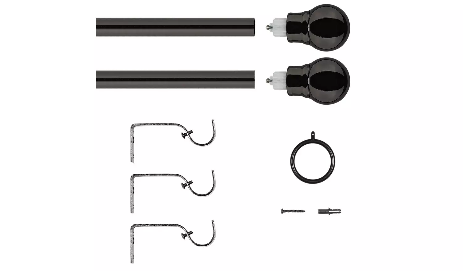Argos Home Black Extendable Curtain Pole - 110cm - 300cm