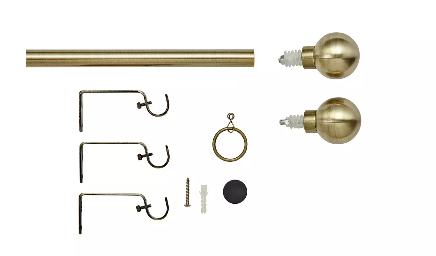 Argos Home Brass Extendable Curtain Pole - 120cm - 210cm