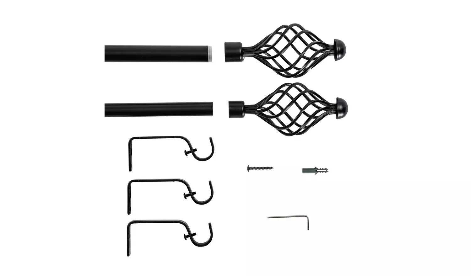 Argos Home Black Extendable Curtain Pole - 120cm - 210cm