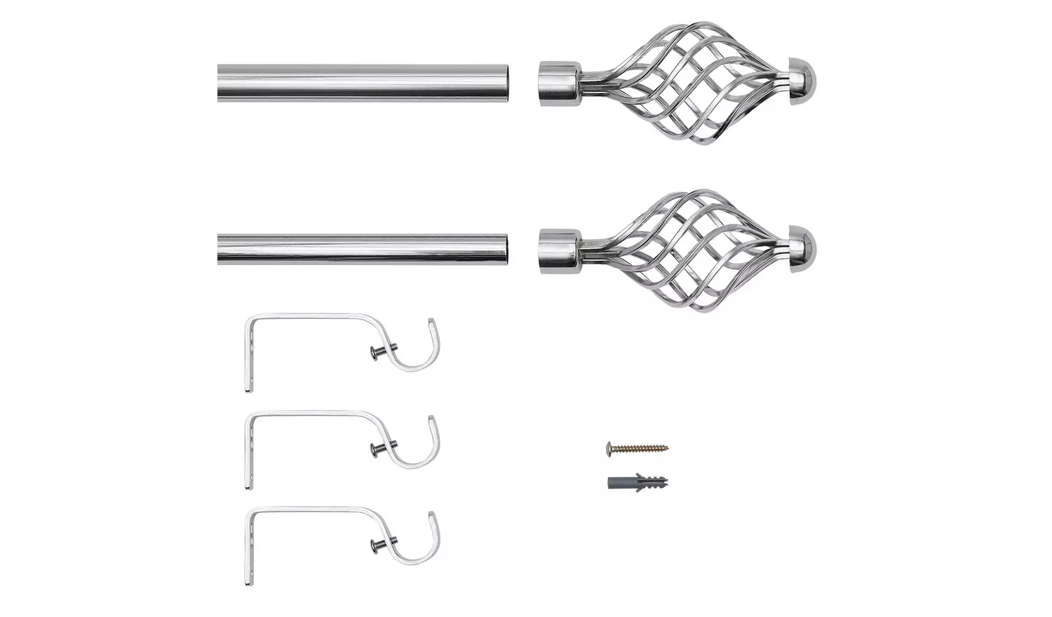 Argos Home Chrome Extendable Curtain Pole - 165cm - 300cm