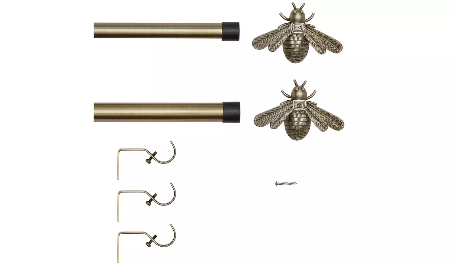 Argos Home Brass Extendable Curtain Pole - 110cm - 300cm