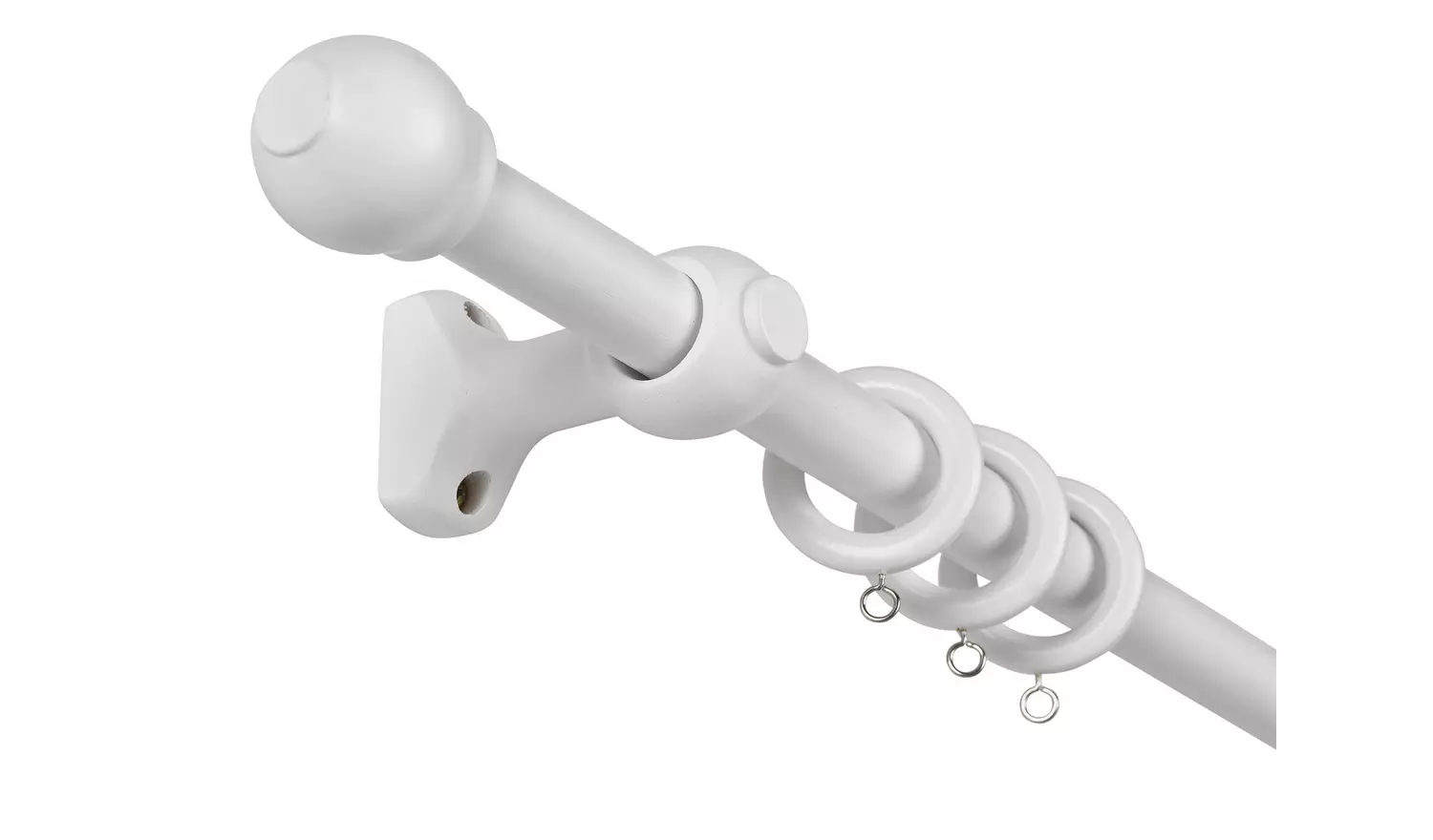 Home Essentials White Wooden Fixed Curtain Pole - 120cm