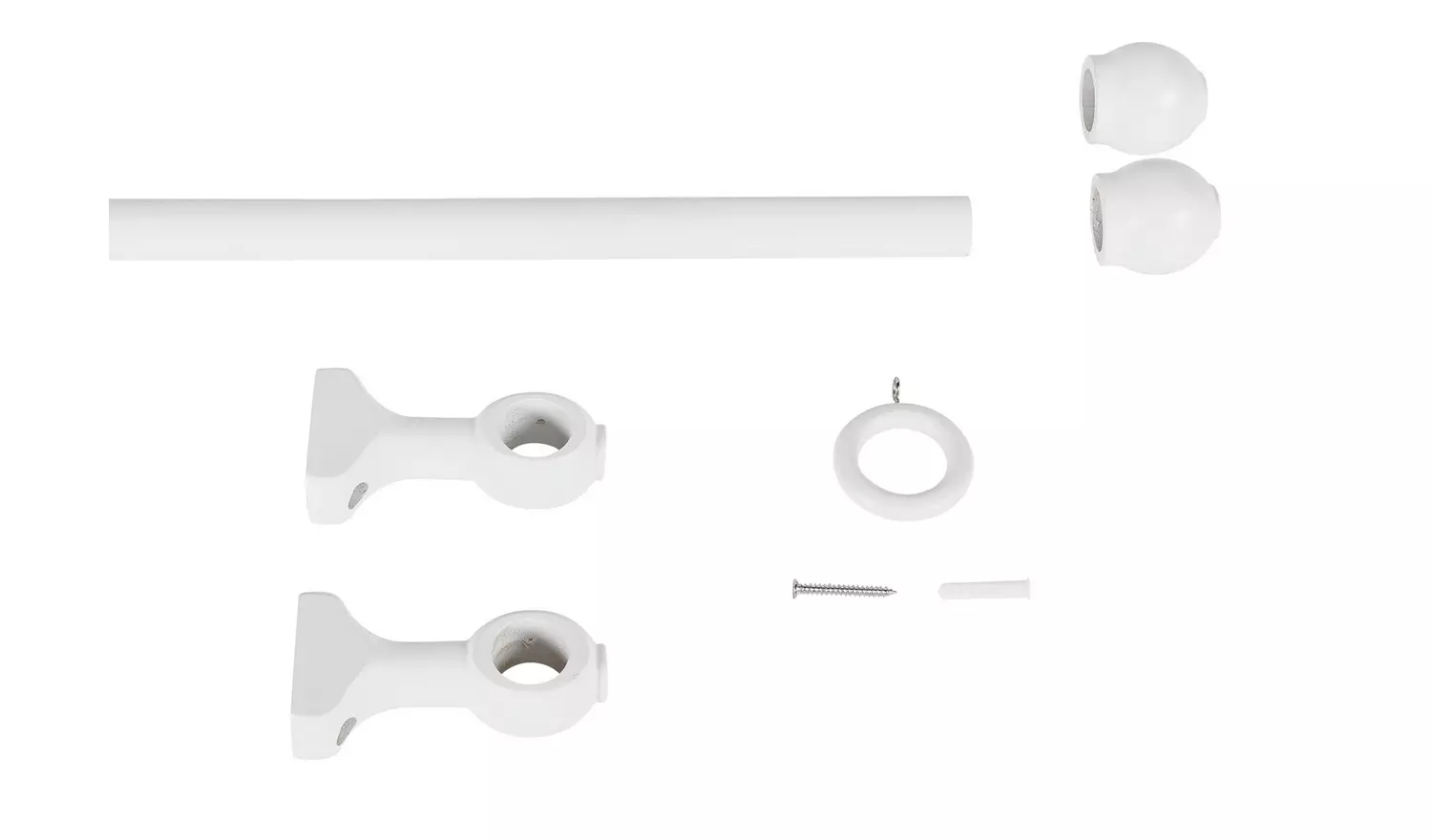 Home Essentials White Wooden Fixed Curtain Pole - 120cm