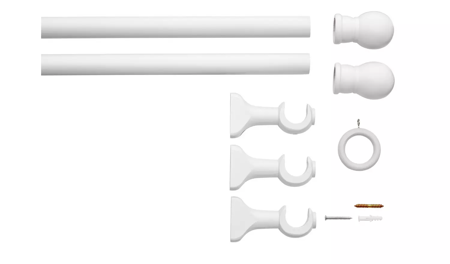 Argos Home White Wooden Fixed Curtain Pole - 240cm