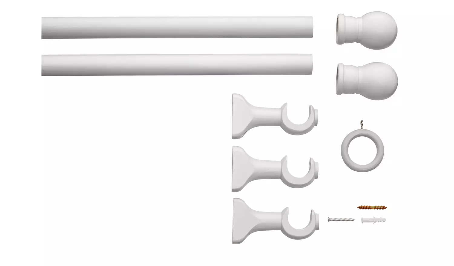 Argos Home Grey Wooden Fixed Curtain Pole - 240cm