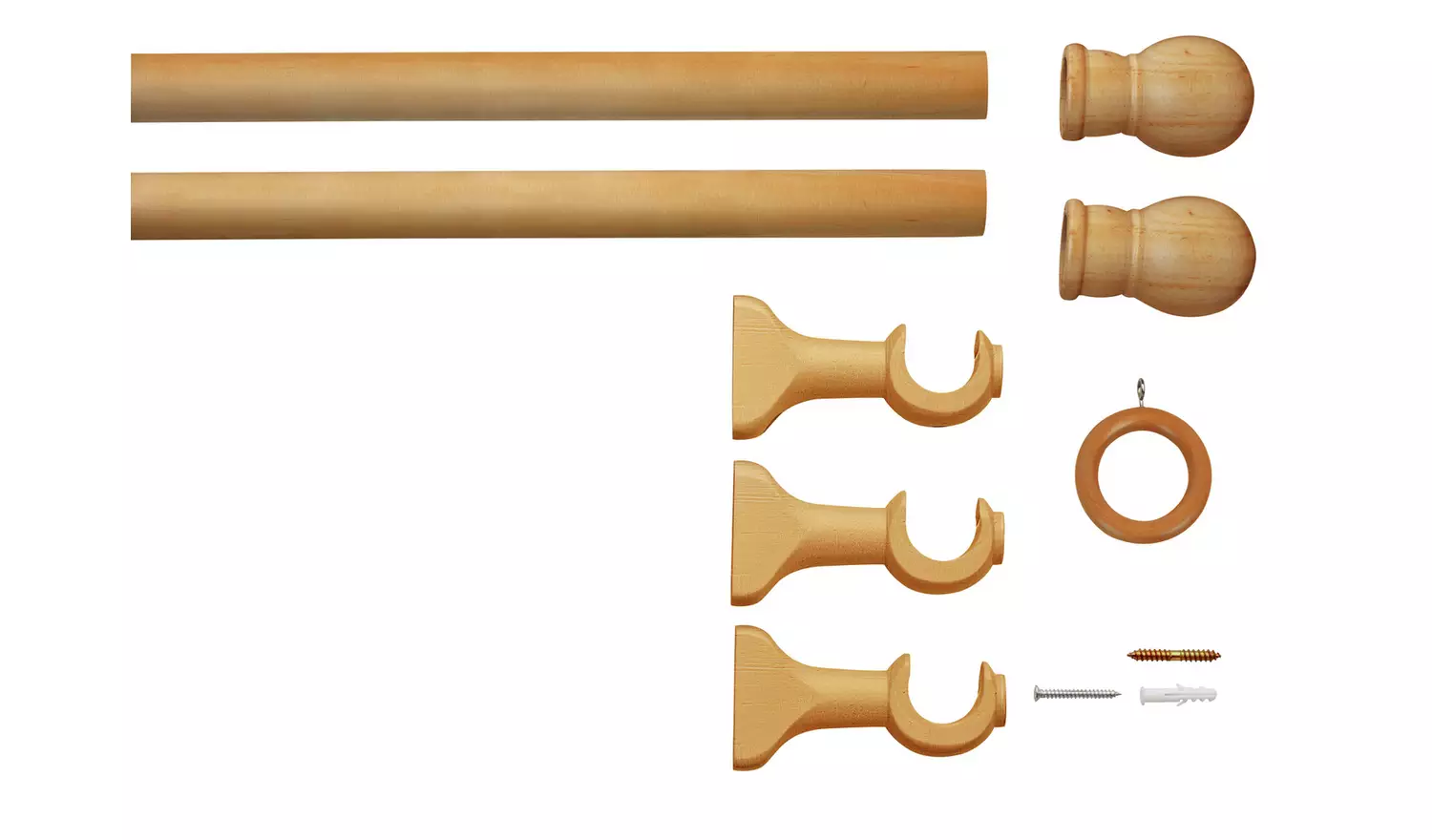 Argos Home Wooden Fixed Curtain Pole - 240cm