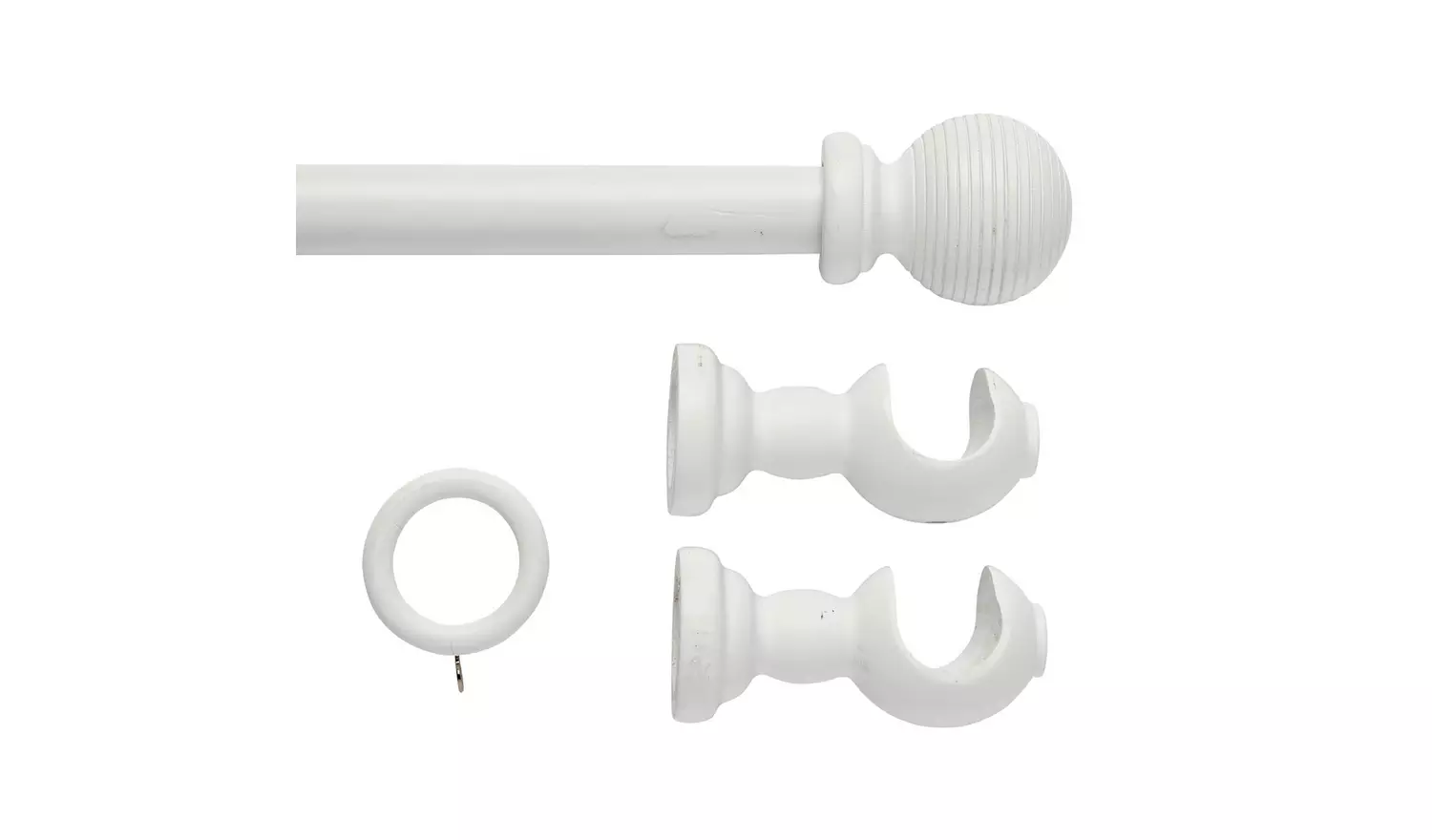 Argos Home White Wooden Fixed Curtain Pole - 180cm