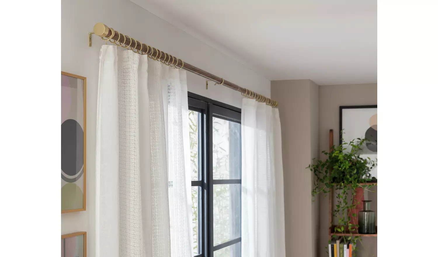 Argos Home Walnut Extendable Curtain Pole - 110cm - 300cm