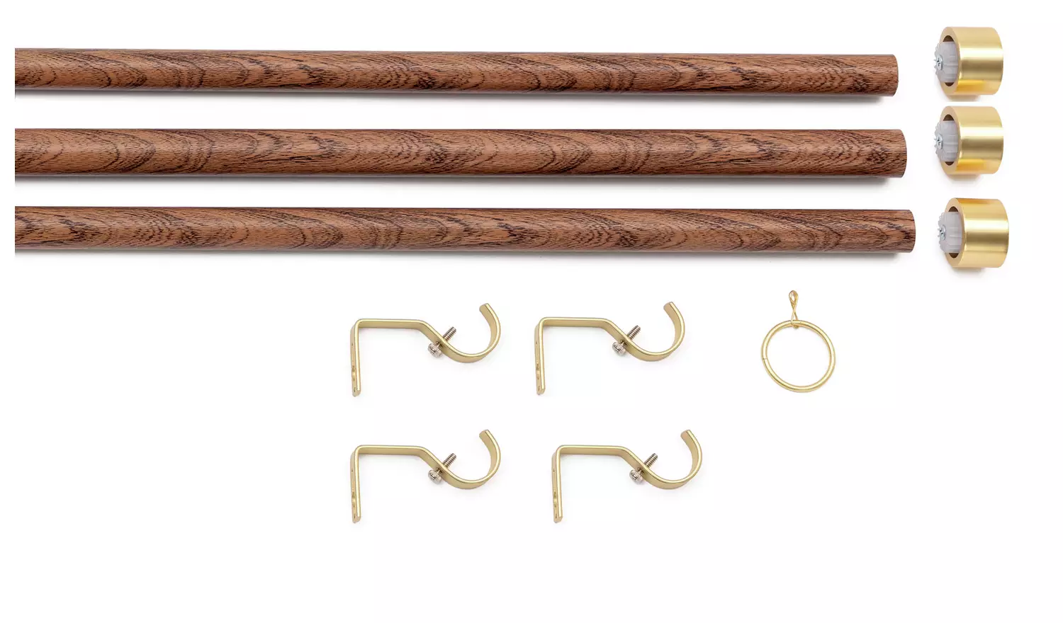 Argos Home Walnut Extendable Curtain Pole - 110cm - 300cm