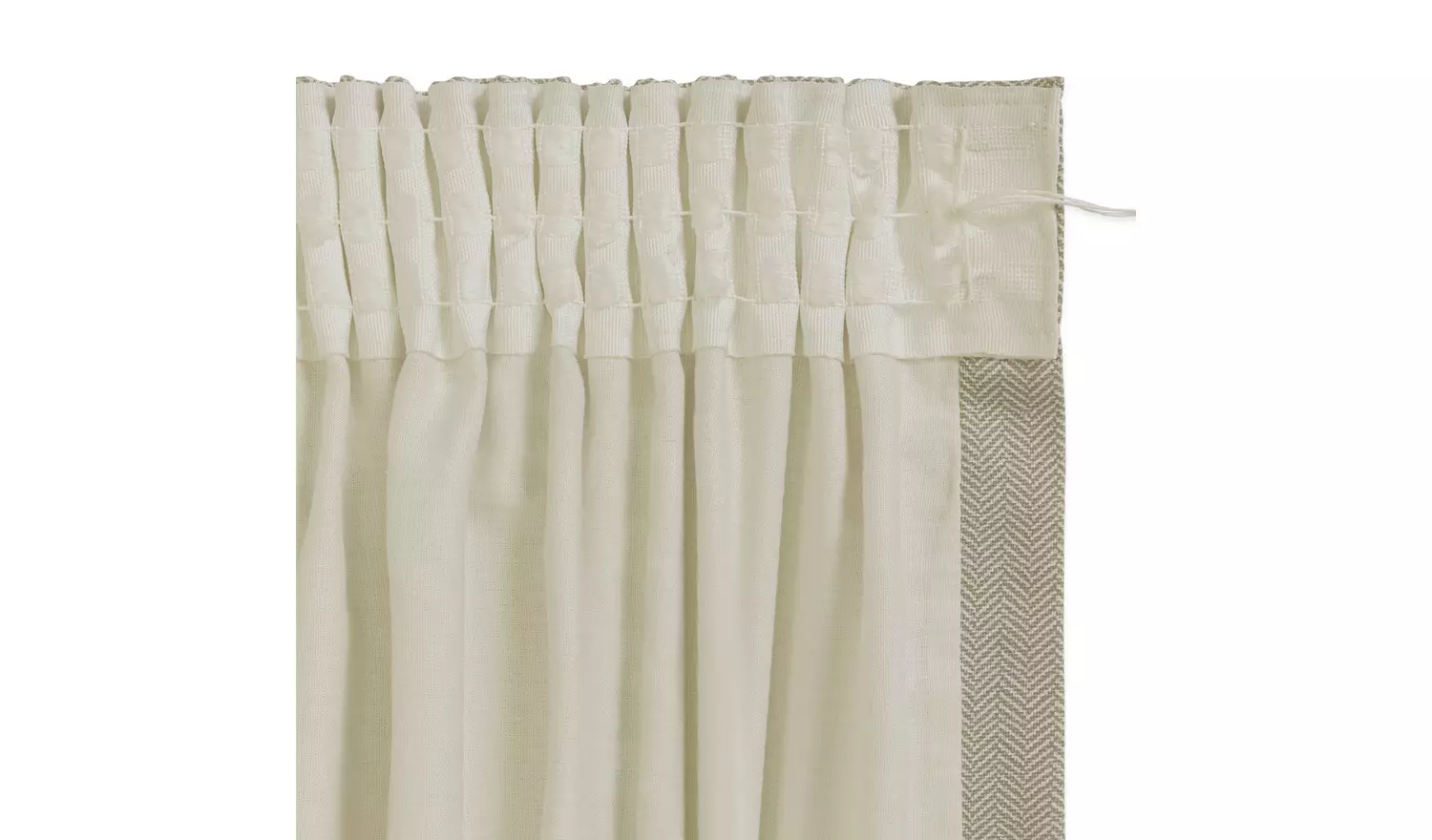 Habitat Herringbone Fully Lined Pencil Pleat Curtains -Cream