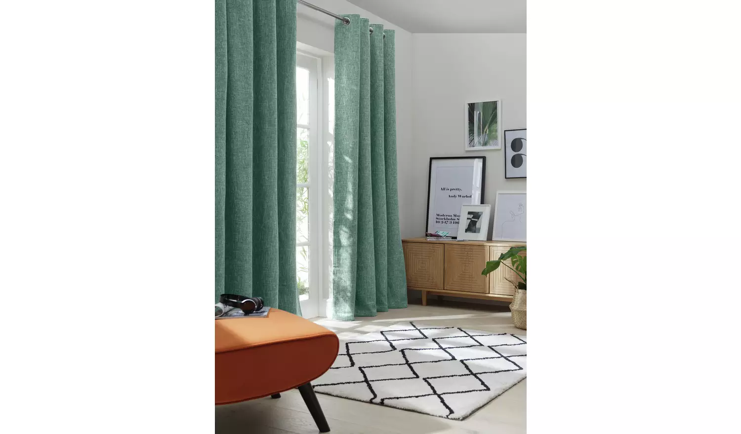 Habitat Blackout Fully Lined Eyelet Curtains - Forest Green