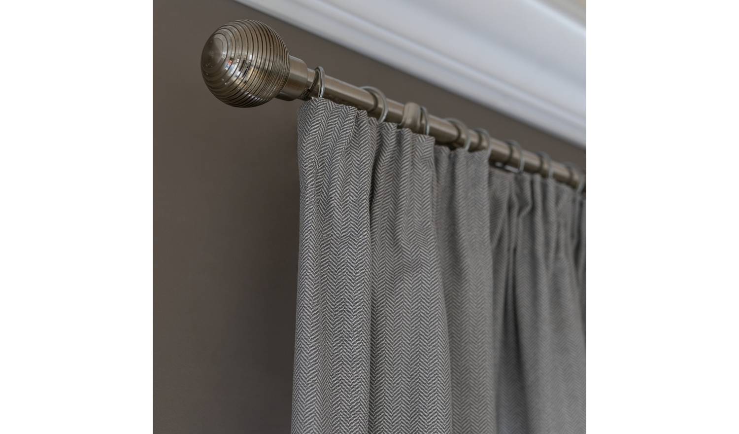 Habitat Herringbone Fully Lined Pencil Pleat Curtains - Grey